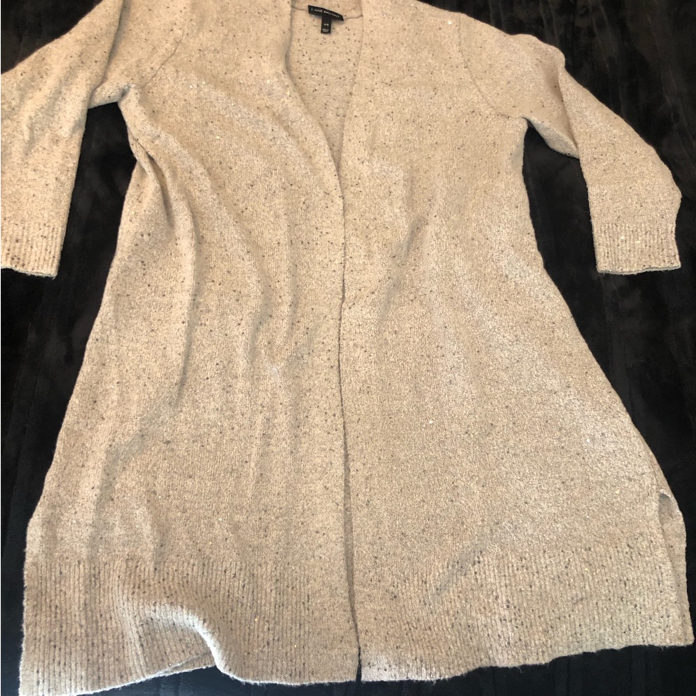 Lane Bryant long open cardigan cream and gold small sequin size 14/16. NWOT